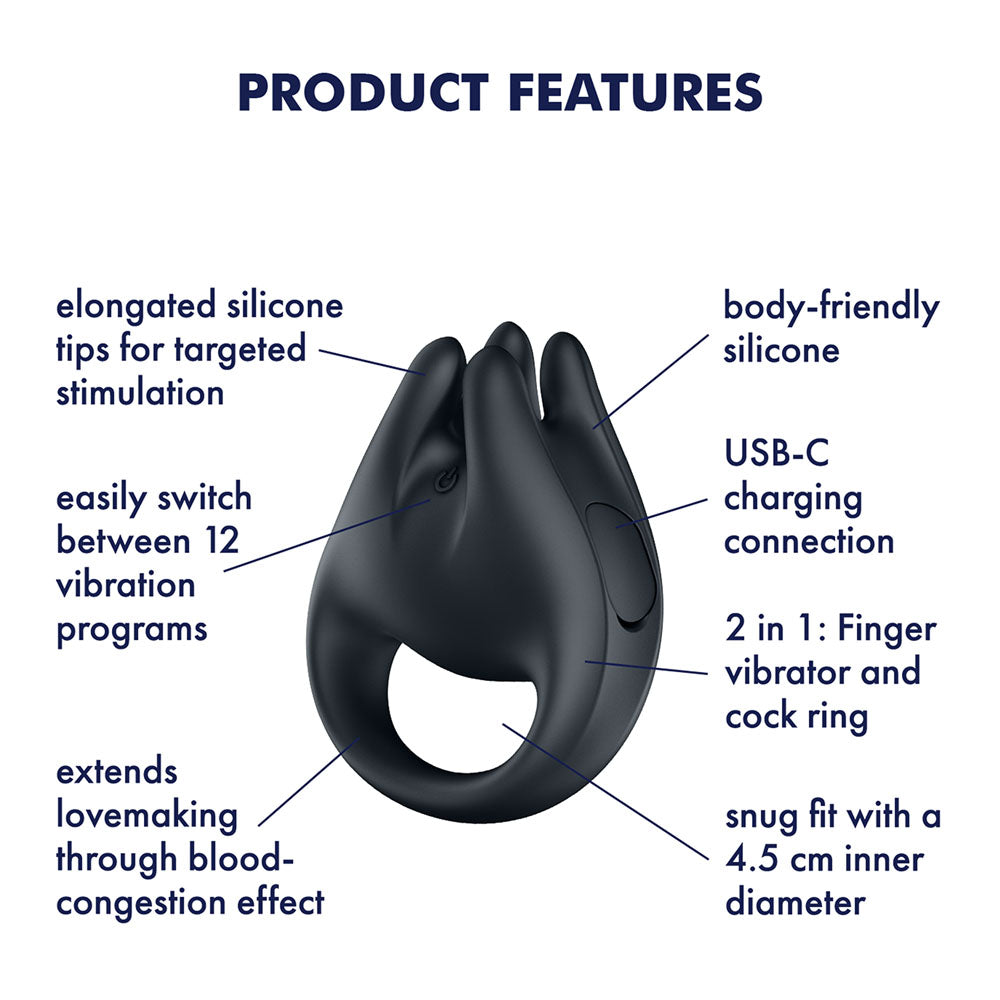 Satisfyer Perfect Pair 1 - Black USB-C Rechargeable Vibrating Couples Ring