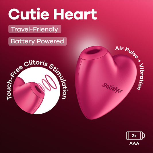 Satisfyer Cutie Heart - Battery Operated - Pink Air Pulsation Stimulator with Vibration