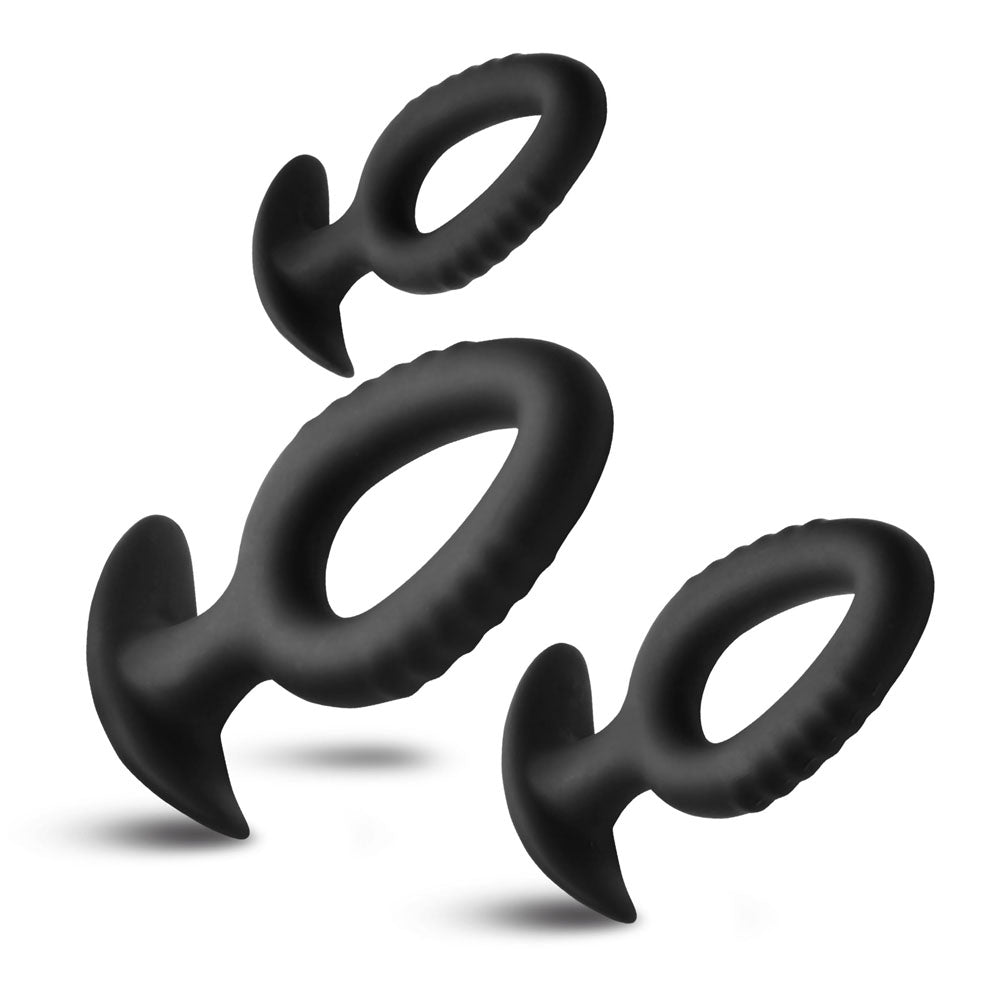 Master Series Pop Plugs - Black Anal Plug Trainer Set - Set of 3 Sizes