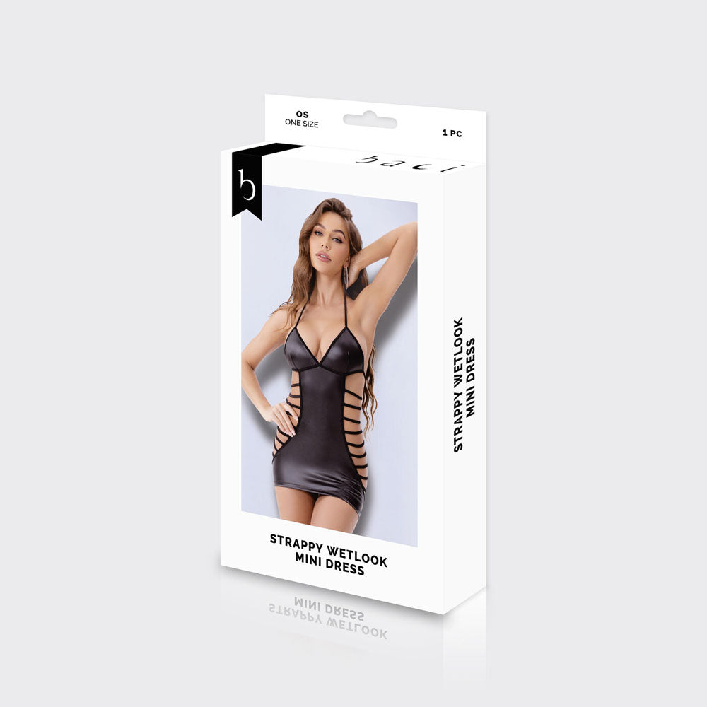 BACI WL Strappy Wetlook Mini Dress