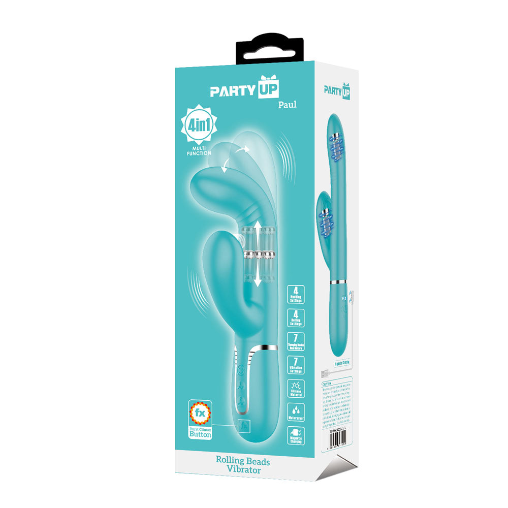 Party Up PAUL Rolling Beads Vibrator - Teal