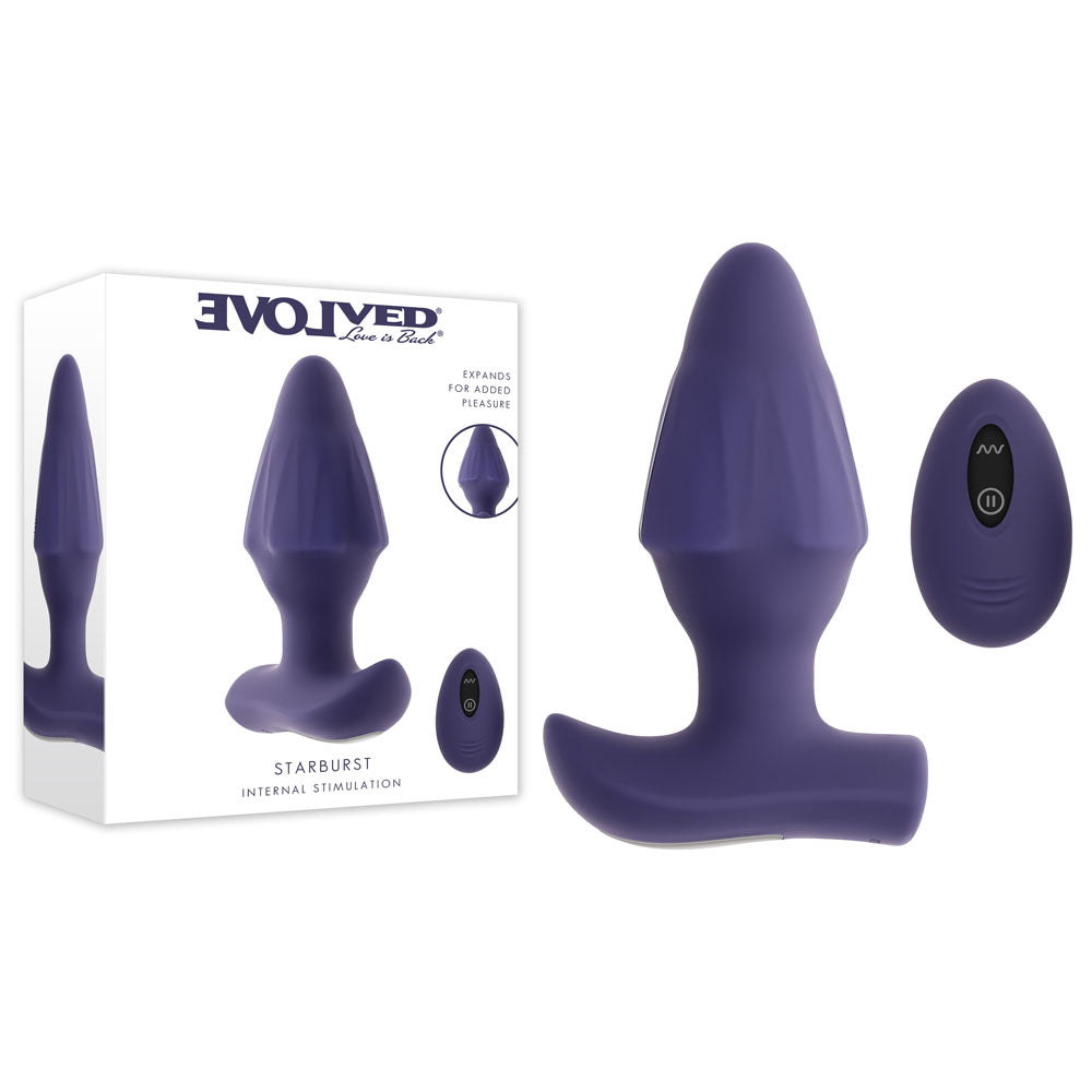 Evolved STARBURST - Purple 10.1 cm USB Rechargeable Vibrating Butt Plug with Wireless Remote