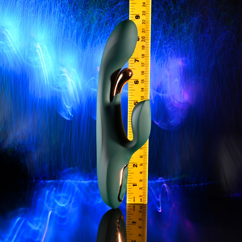 Evolved GOLDEN GODDESS - Green USB Rechargeable Rabbit Vibrator with G-Spot Flicker