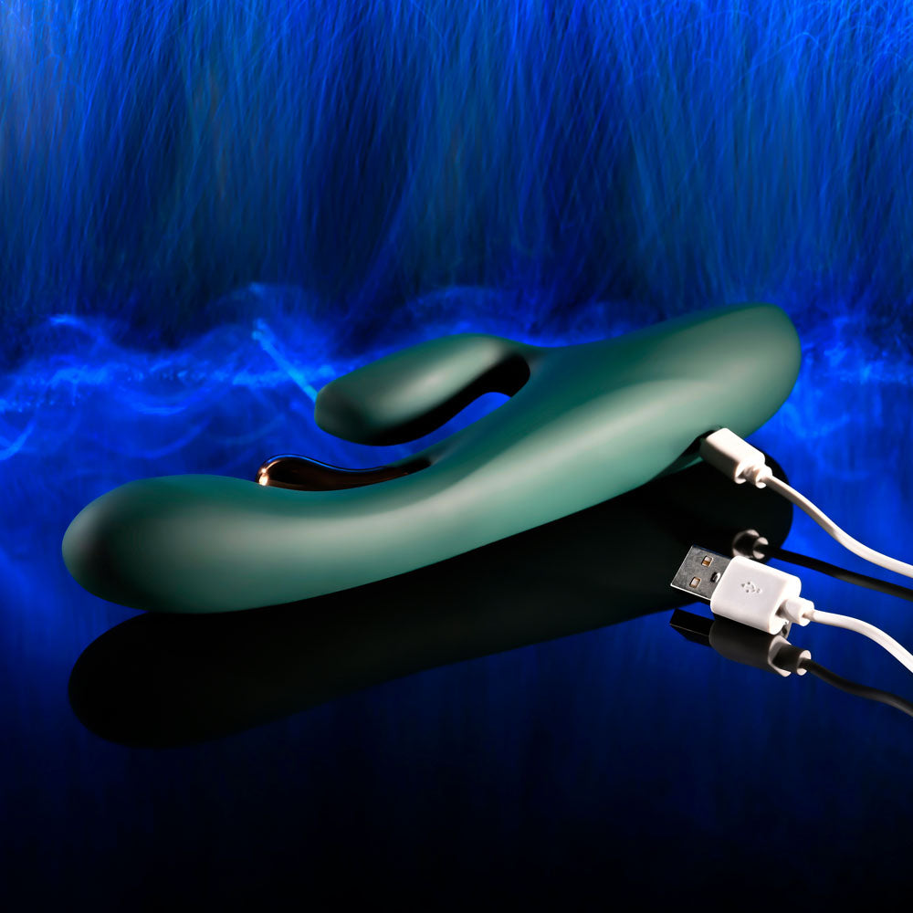 Evolved GOLDEN GODDESS - Green USB Rechargeable Rabbit Vibrator with G-Spot Flicker