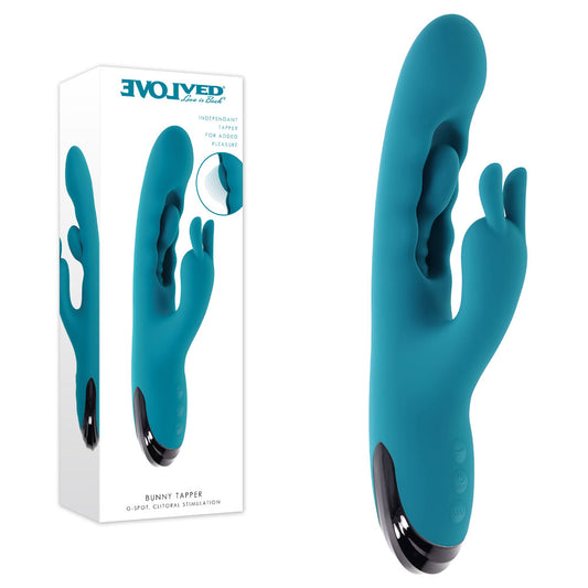 Evolved BUNNY TAPPER - Blue 20 cm USB Rechargeable Rabbit Vibrator with Flicking Shaft