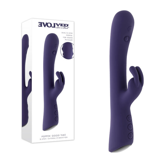 Evolved POPPIN GOOD TIME - Purple 20 cm USB Rechargeable Rabbit Vibrator