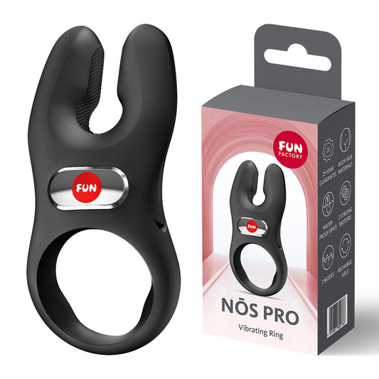 Fun Factory NOS PRO Black - Black USB-C Rechargeable Vibrating Cock Ring