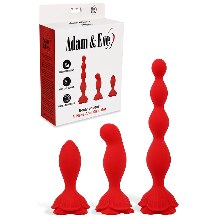 Adam & Eve BOOTY BOUQUET - Red Anal Training Kit - Set of 3 Sizes