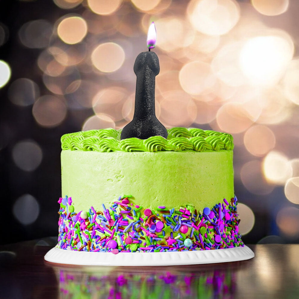 Glitterati Black Glitter Penis Candle