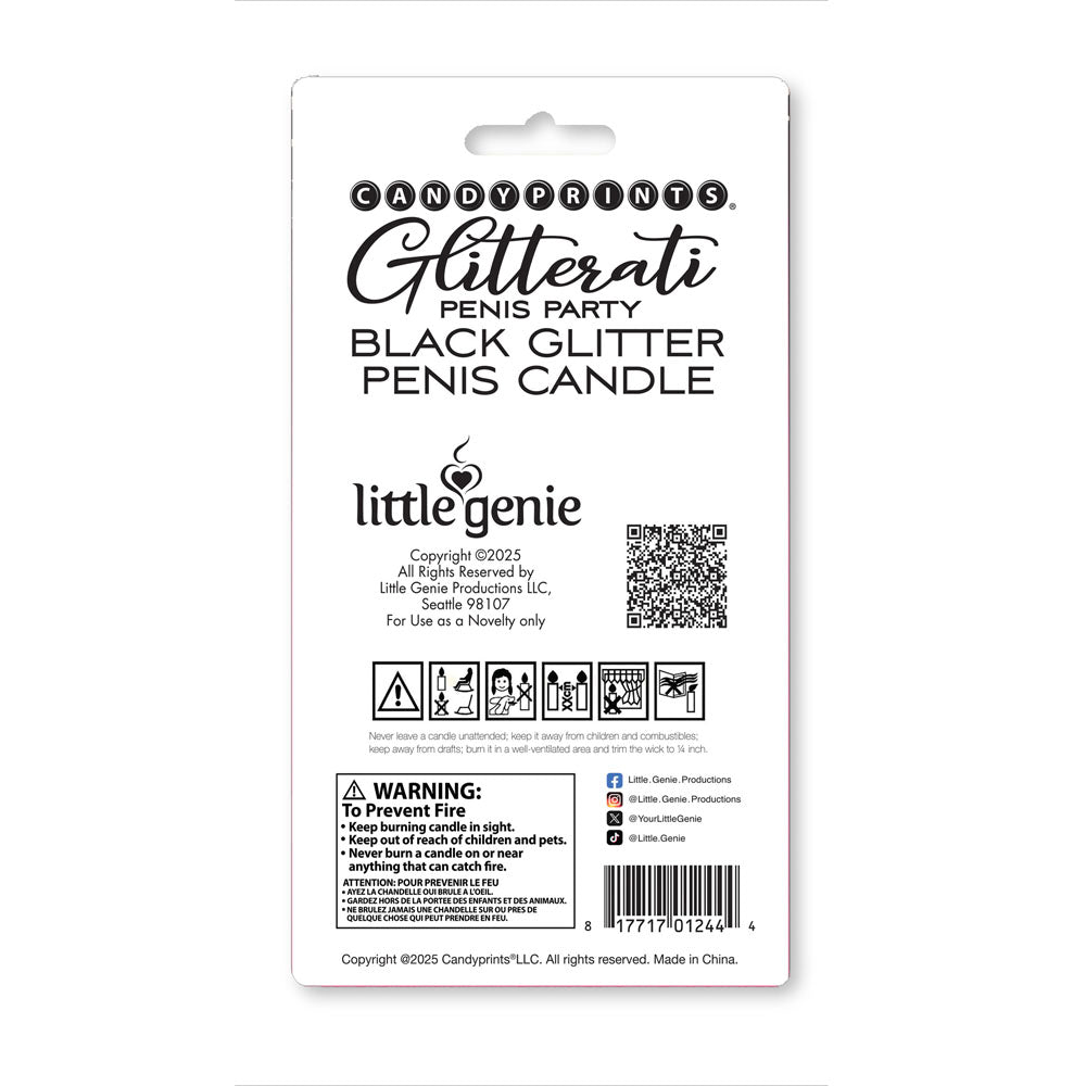 Glitterati Black Glitter Penis Candle