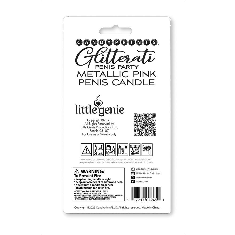 Glitterati Metallic Pink Penis Candle