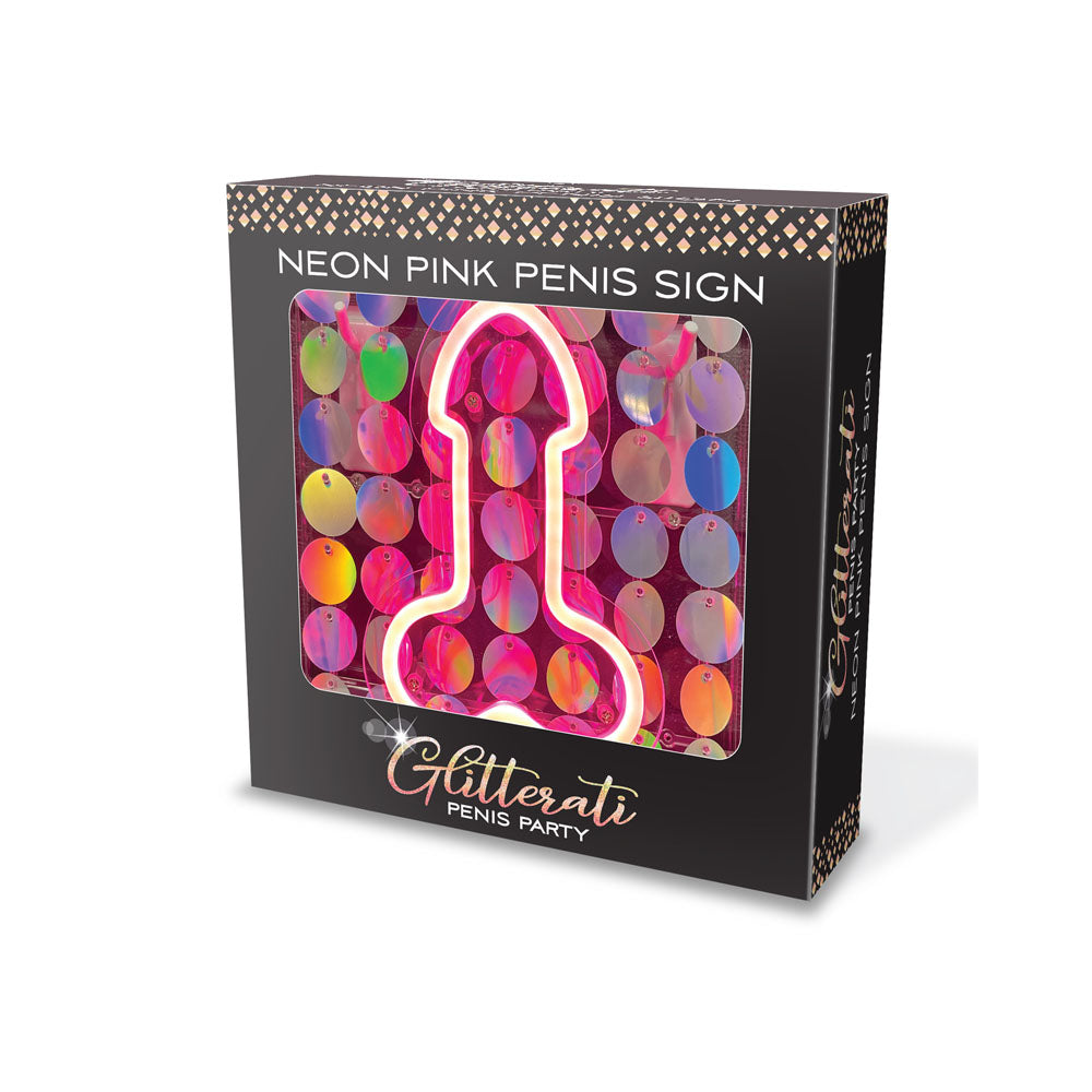 Glitterati Neon Pink Penis Sign