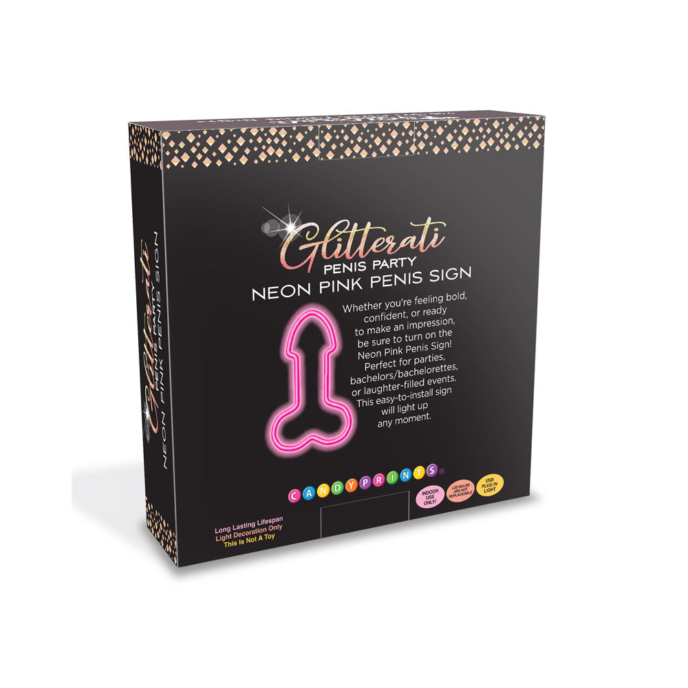 Glitterati Neon Pink Penis Sign