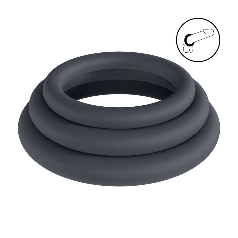 LEVELZ Classic Silicone Cock Ring Set - L/XL/XXL