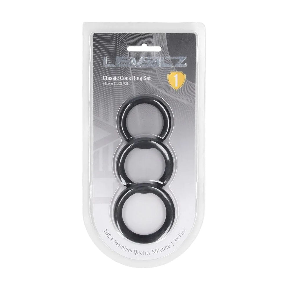 LEVELZ Classic Silicone Cock Ring Set - L/XL/XXL