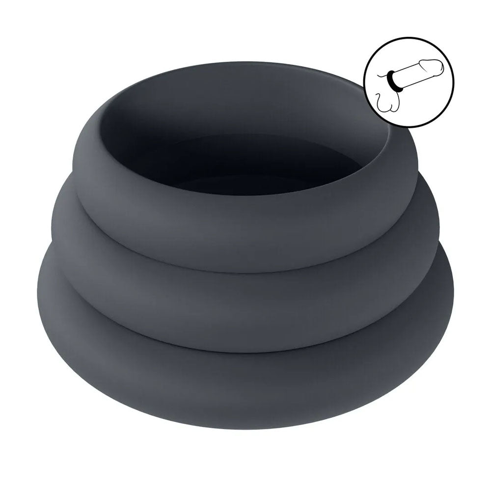 LEVELZ Wide O Silicone Cock Ring Set of 3 - S/M/L
