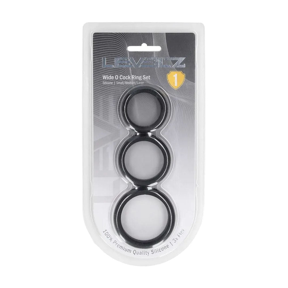 LEVELZ Wide O Silicone Cock Ring Set of 3 - S/M/L