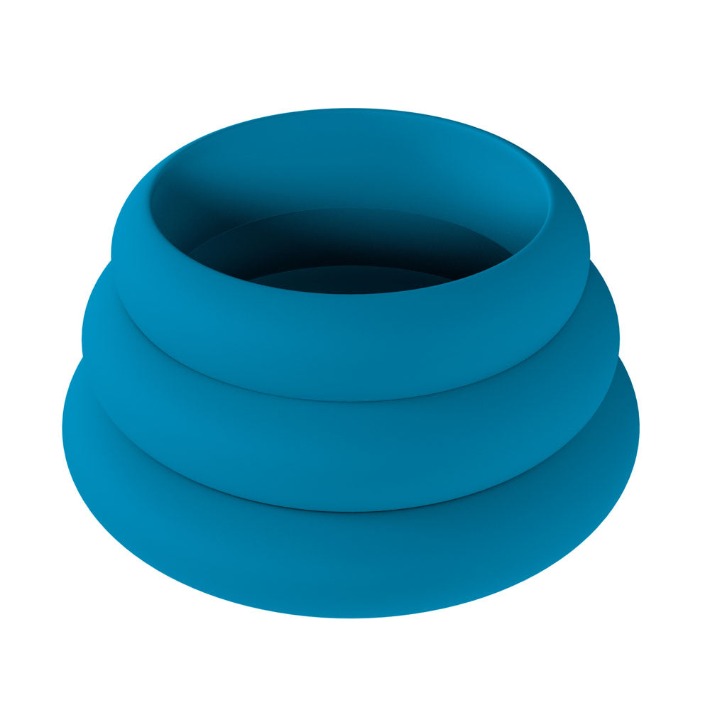 LEVELZ Wide O Silicone Cock Ring Set of 3 - L/XL/2X - Teal