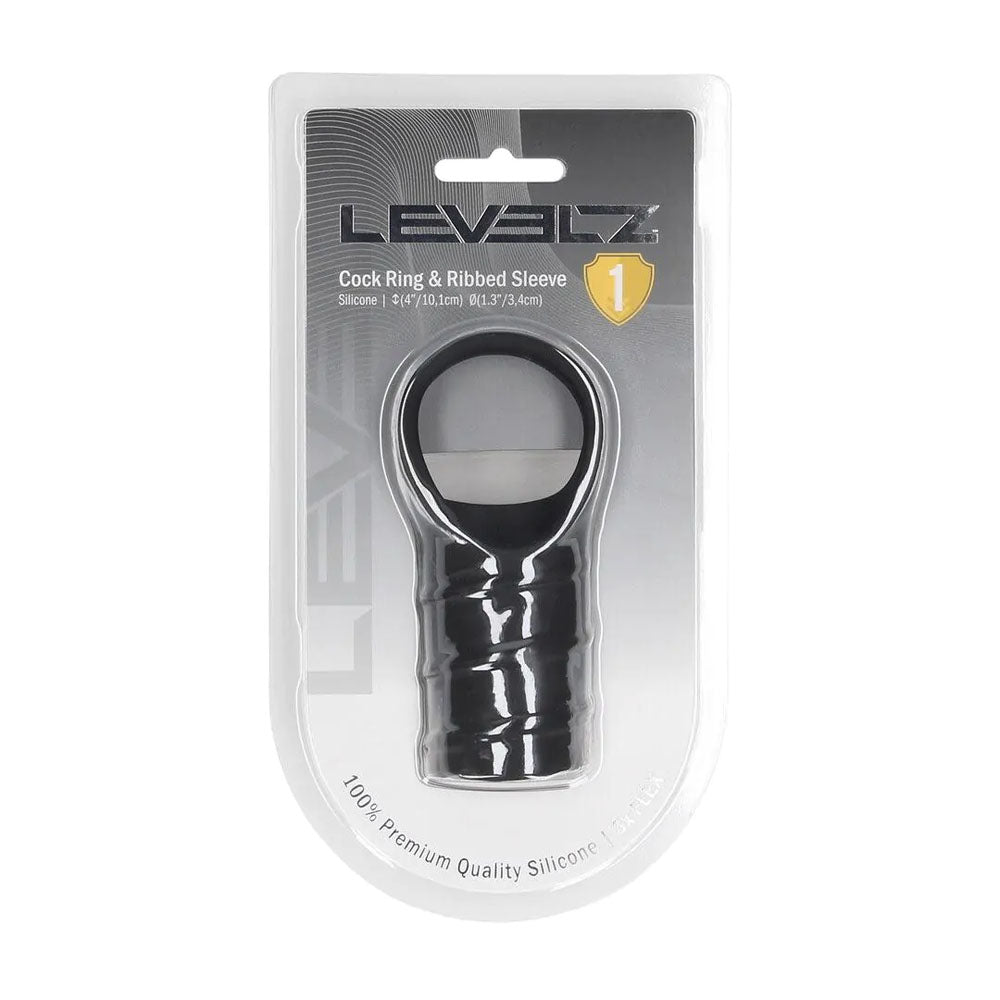 LEVELZ Silicone Cock Ring & Ribbed Sleeve