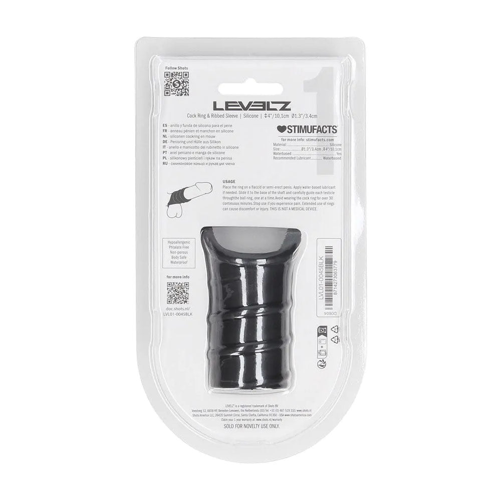 LEVELZ Silicone Cock Ring & Ribbed Sleeve