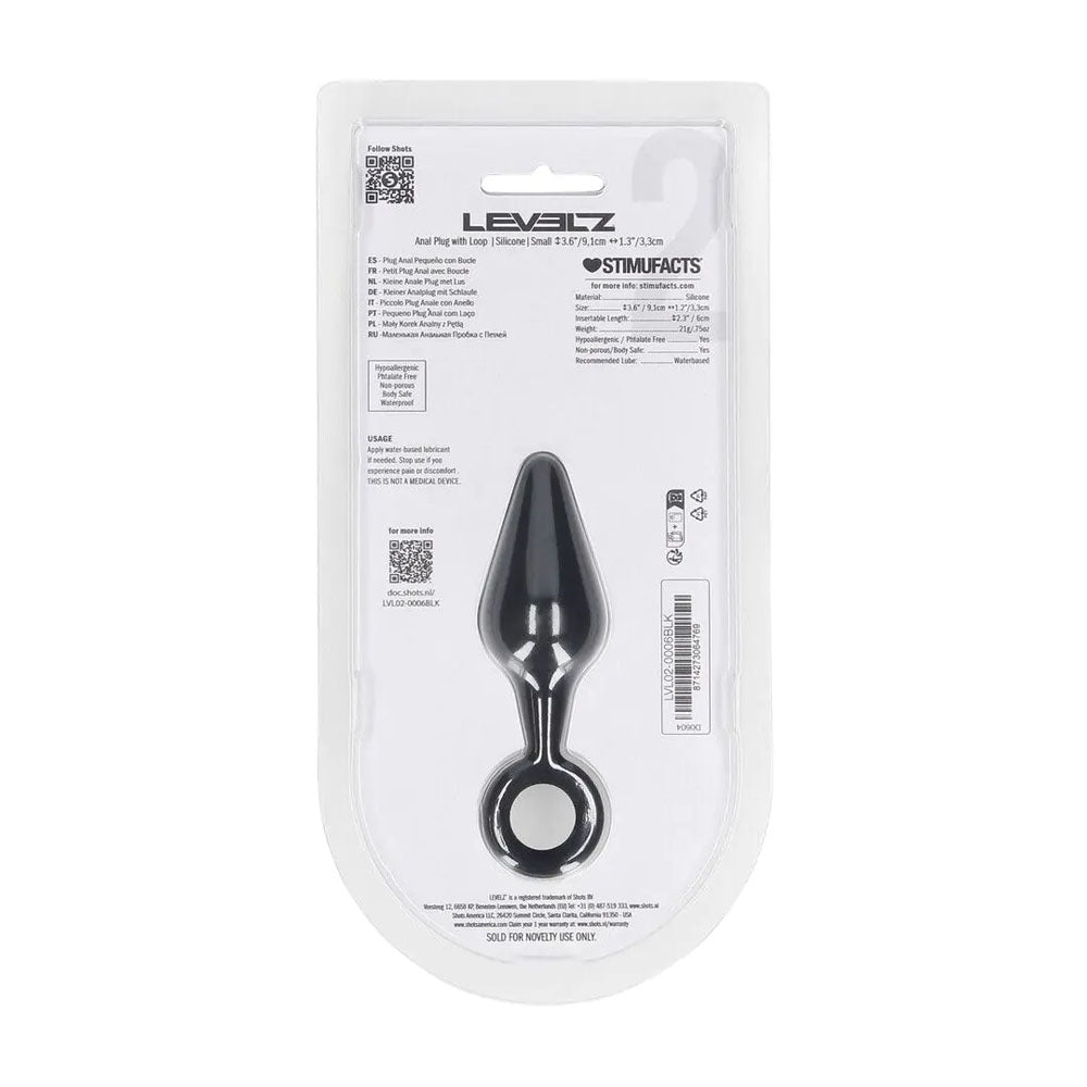 LEVELZ Silicone Anal Plug with Loop - Small - Black