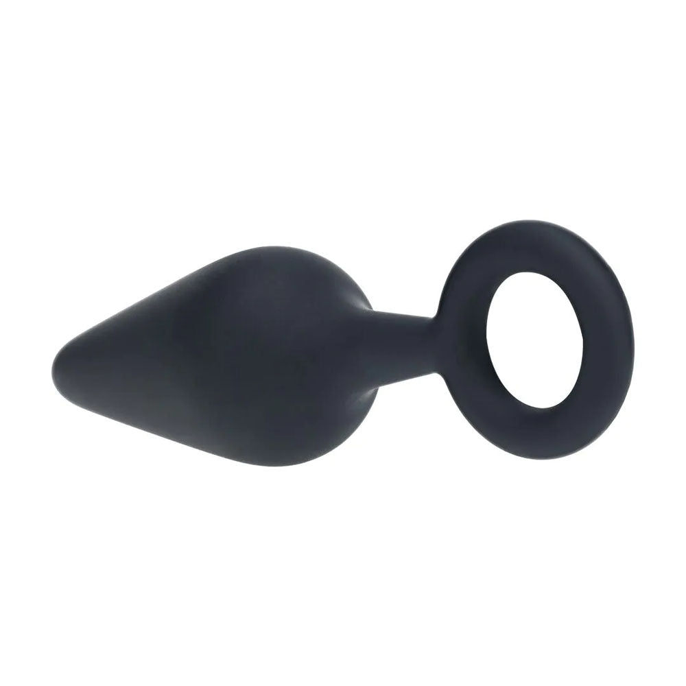 LEVELZ Silicone Anal Plug with Loop - Medium - Black