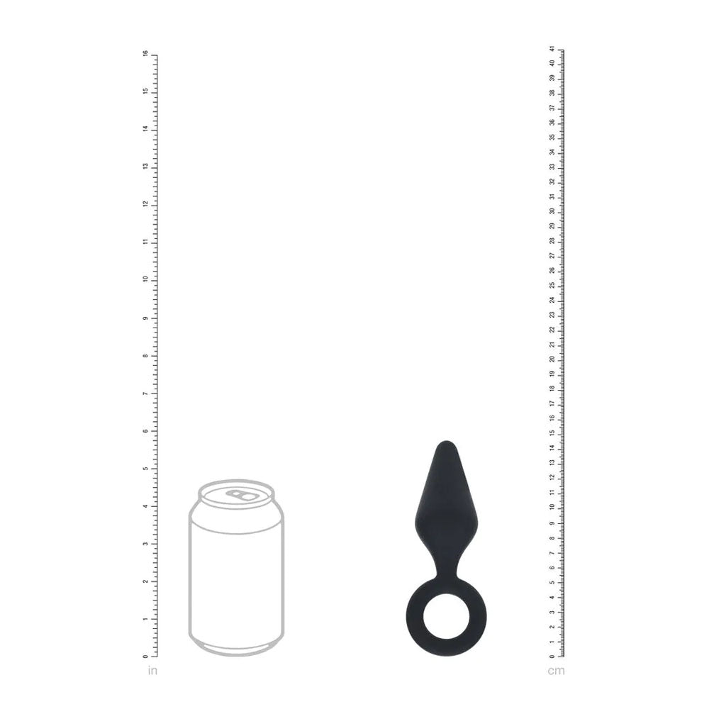 LEVELZ Silicone Anal Plug with Loop - Medium - Black