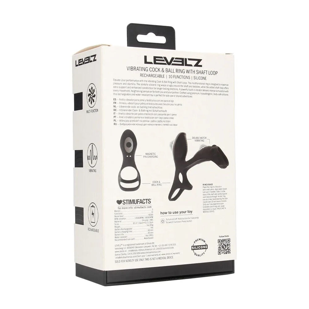 LEVELZ Vibrating Cock & Ball Ring with Shaft Loop