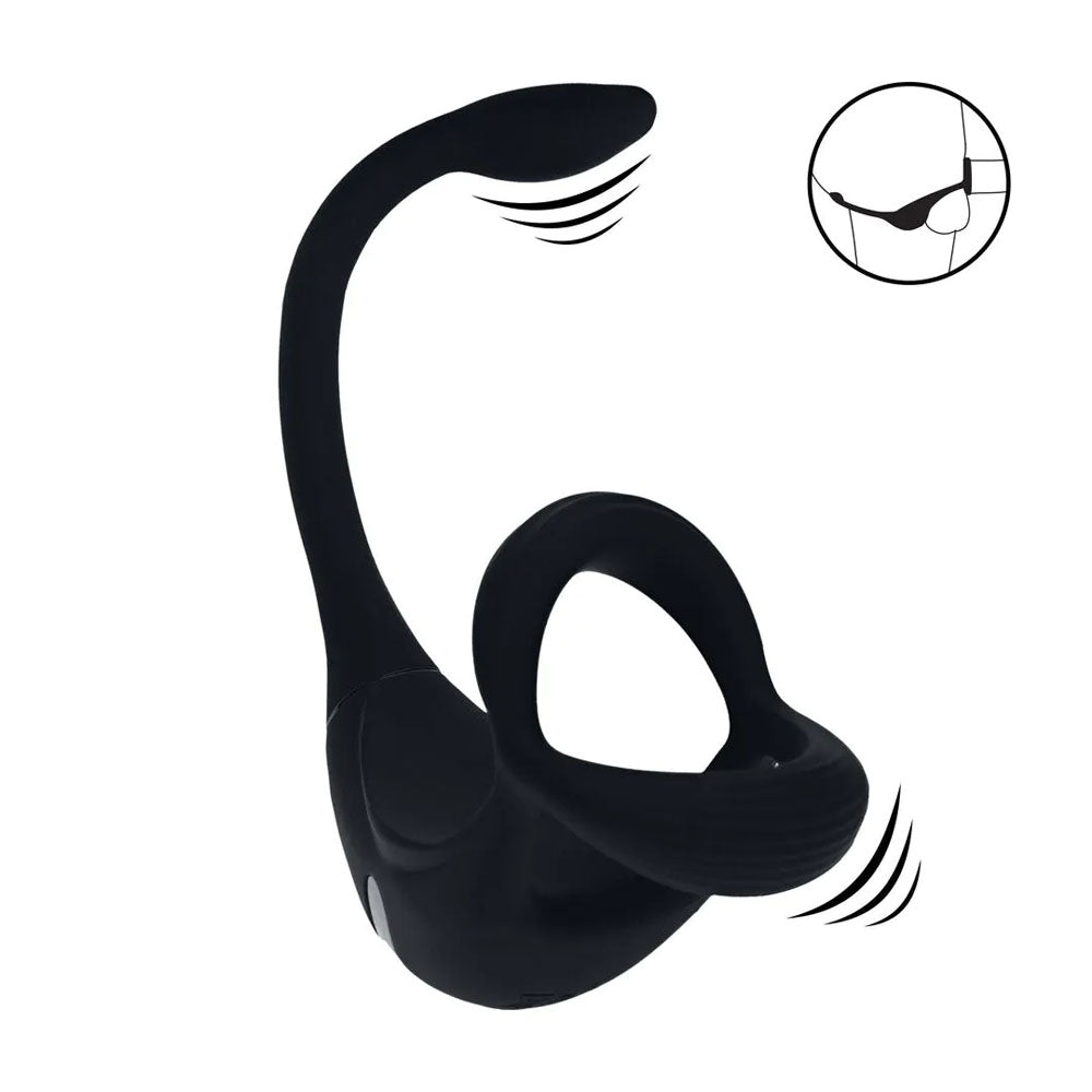 LEVELZ Remote Controlled Vibrating TriO Cock Ring with Prostate Stimulator
