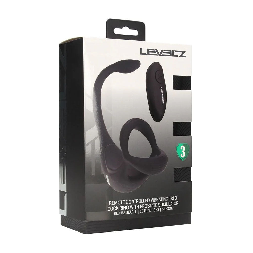 LEVELZ Remote Controlled Vibrating TriO Cock Ring with Prostate Stimulator