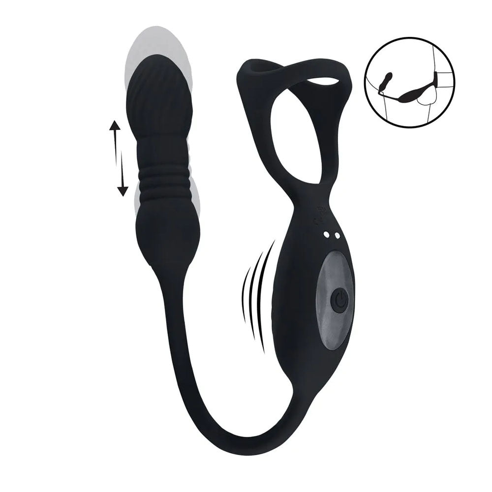 LEVELZ Vibrating & Thrusting TriO Cock Ring with Prostate Stimulator