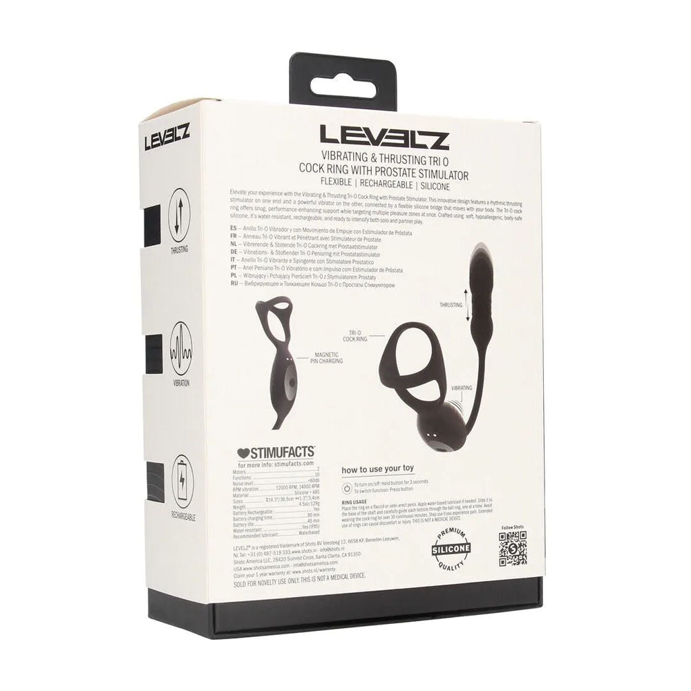 LEVELZ Vibrating & Thrusting TriO Cock Ring with Prostate Stimulator