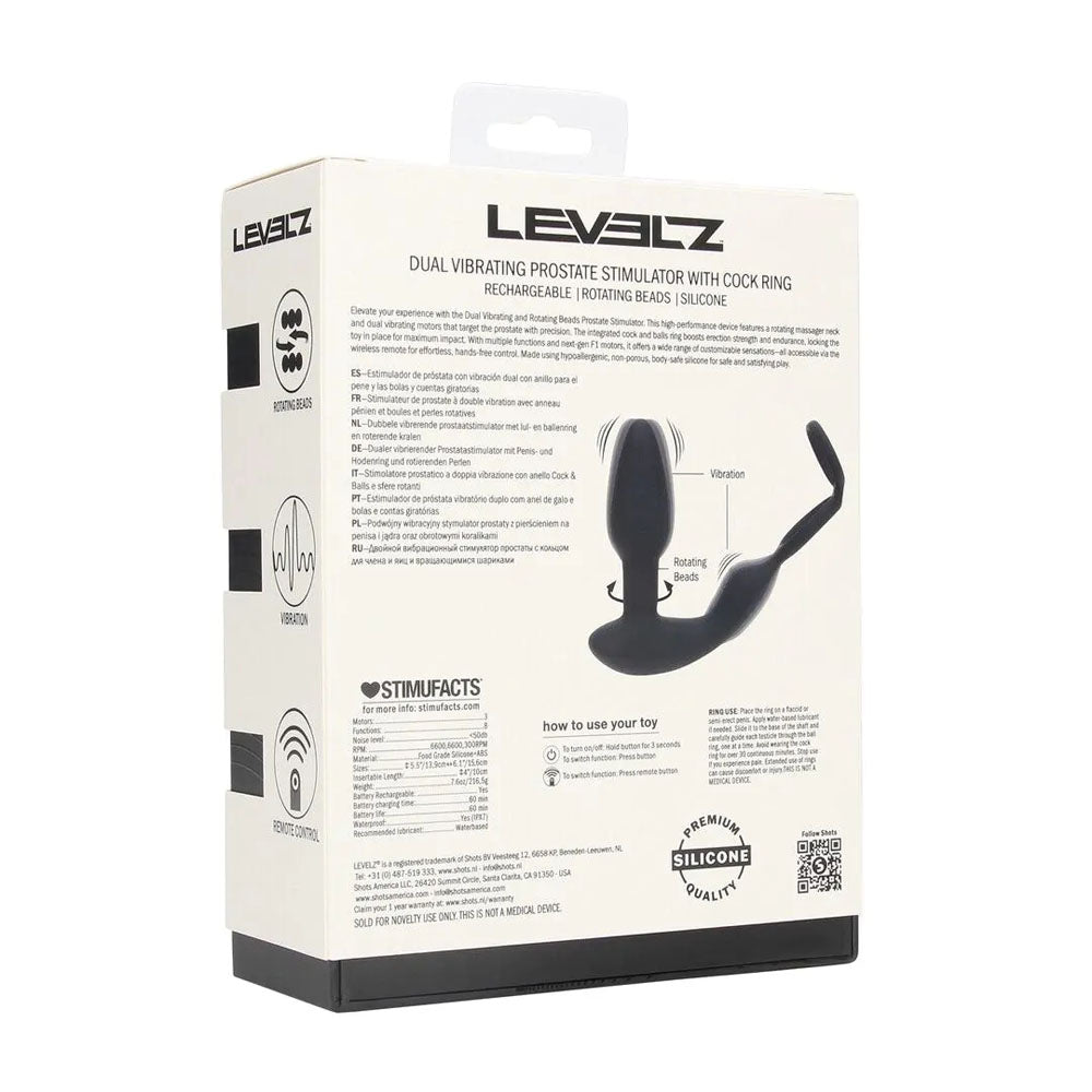 LEVELZ Dual Vibrating Prostate Stimulator with Cock Ring