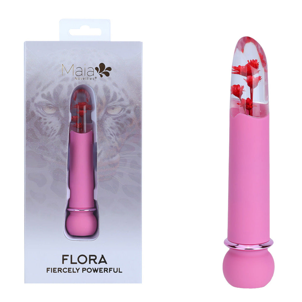 Maia FLORA - Pink - Pink 12.7 cm USB Rechargeable Powerful Bullet