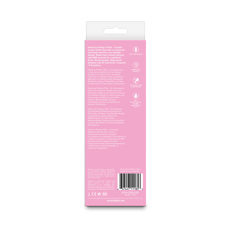 Pretty in Pink Velvet - Pink - Pink 18.7 cm USB Rechargeable Rabbit Vibrator