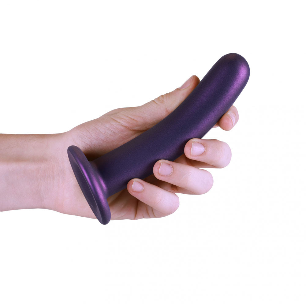 OUCH! Smooth Silicone G-Spot Dildo - 6'' / 14.5 cm - Metallic Purple