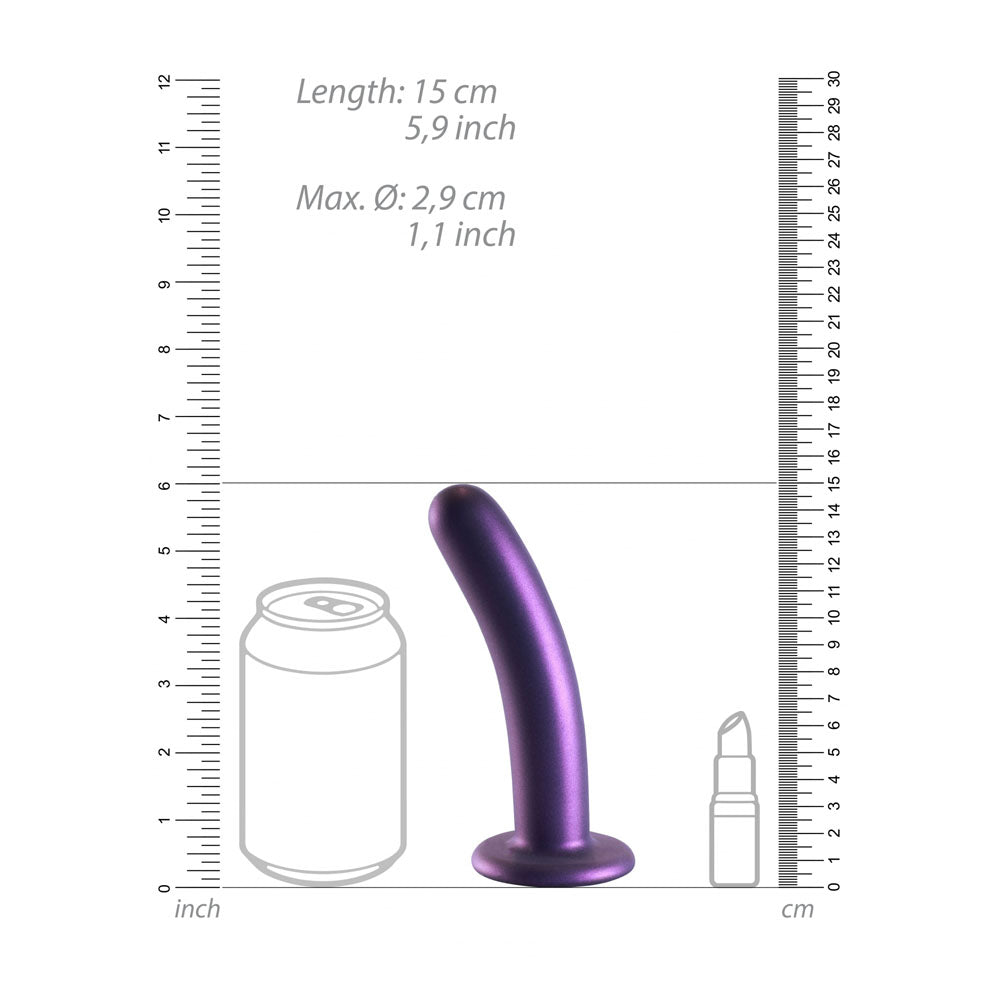 OUCH! Smooth Silicone G-Spot Dildo - 6'' / 14.5 cm - Metallic Purple