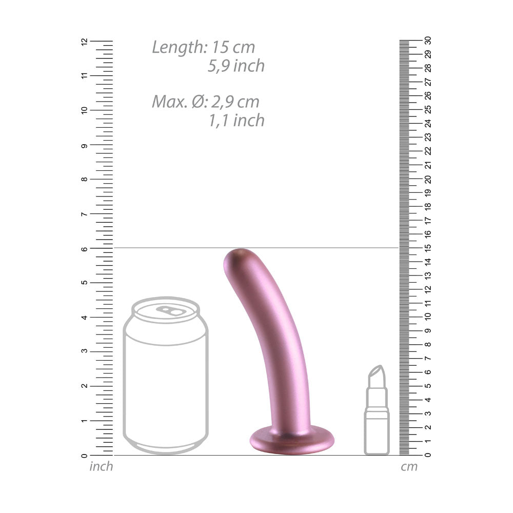 OUCH! Smooth Silicone G-Spot Dildo - 6'' / 14.5 cm - Rose Gold