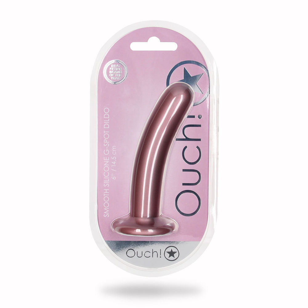OUCH! Smooth Silicone G-Spot Dildo - 6'' / 14.5 cm - Rose Gold