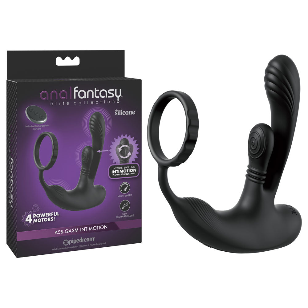 Anal Fantasy Elite Ass-Gasm intiMotion - Black USB Rechargeable Quad Motor Prostate Massager with Remote