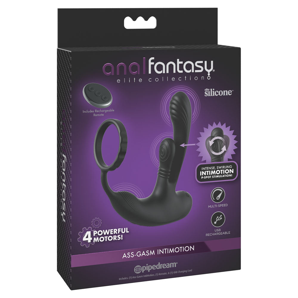 Anal Fantasy Elite Ass-Gasm intiMotion - Black USB Rechargeable Quad Motor Prostate Massager with Remote