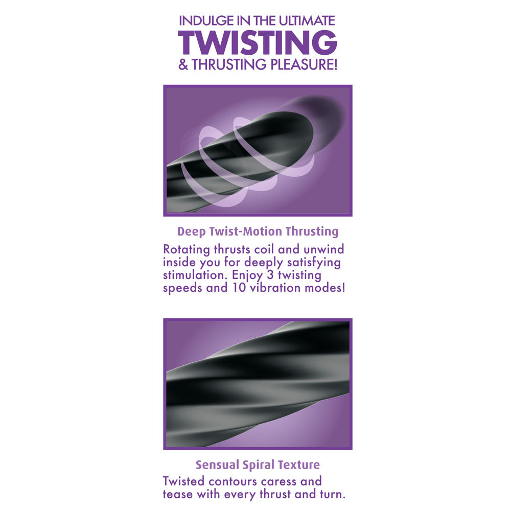 Anal Fantasy Elite Twist Ecstasy - Black - Black 24.1 cm USB Rechargeable Twisting & Thrusting Anal Vibrator