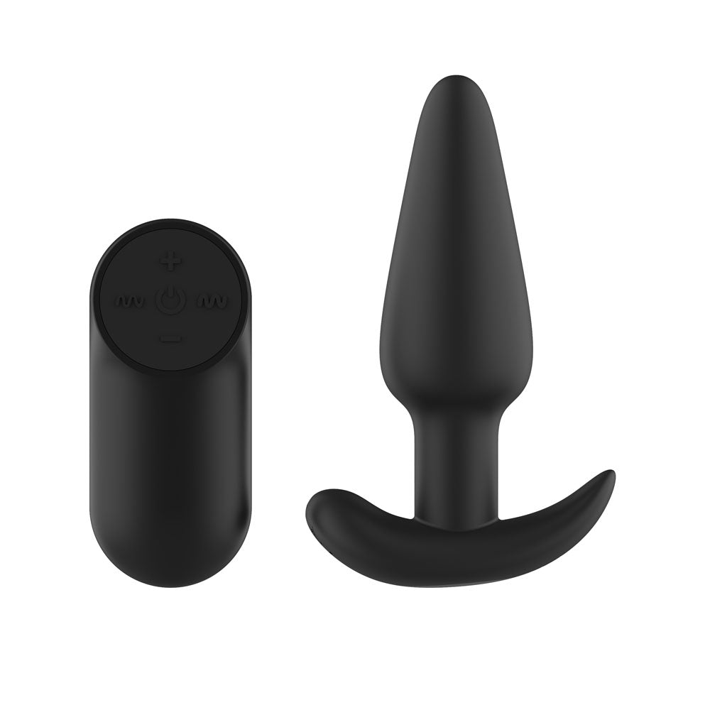 Passion Play Silicone Vibrating Butt Plug with Remote - Black 10.4 cm USB Rechargeable Vibrating Butt Plug with Wireless Remote
