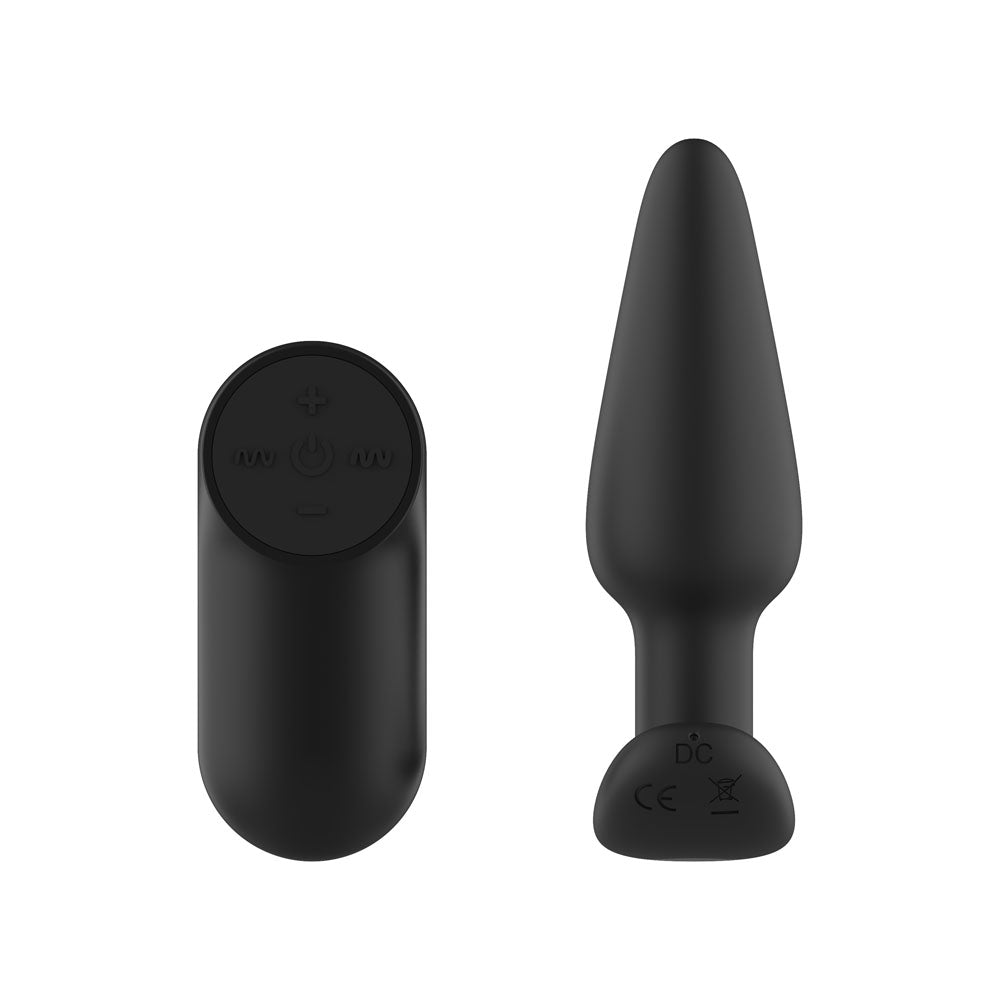 Passion Play Silicone Vibrating Butt Plug with Remote - Black 10.4 cm USB Rechargeable Vibrating Butt Plug with Wireless Remote
