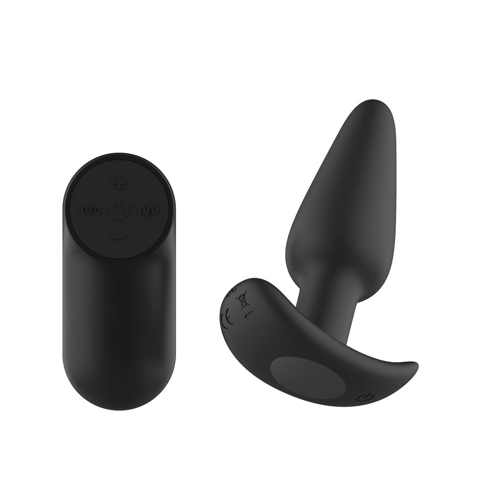 Passion Play Silicone Vibrating Butt Plug with Remote - Black 10.4 cm USB Rechargeable Vibrating Butt Plug with Wireless Remote