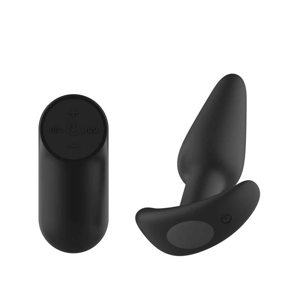 Passion Play Silicone Vibrating Butt Plug with Remote - Black 10.4 cm USB Rechargeable Vibrating Butt Plug with Wireless Remote