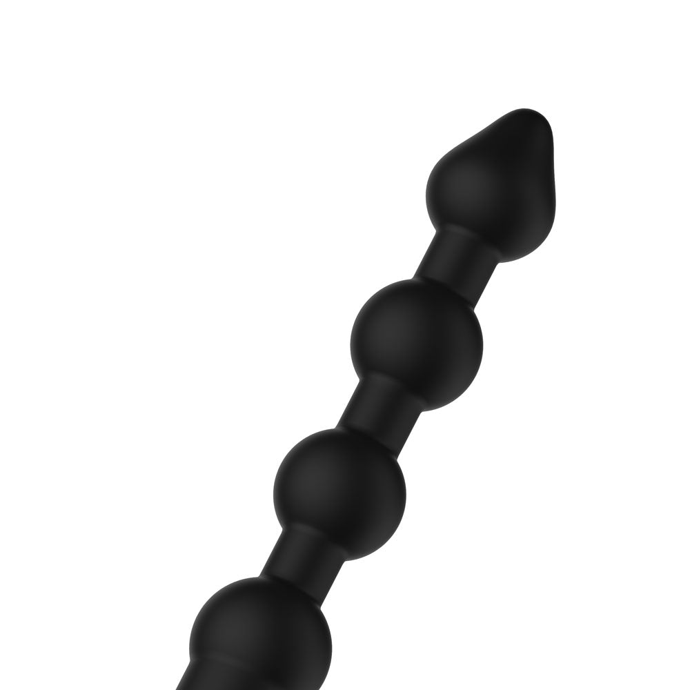 Passion Play Vibrating Anal Beads with Remote - Black USB Rechargeable Vibrating Anal Beads with Wireless Remote