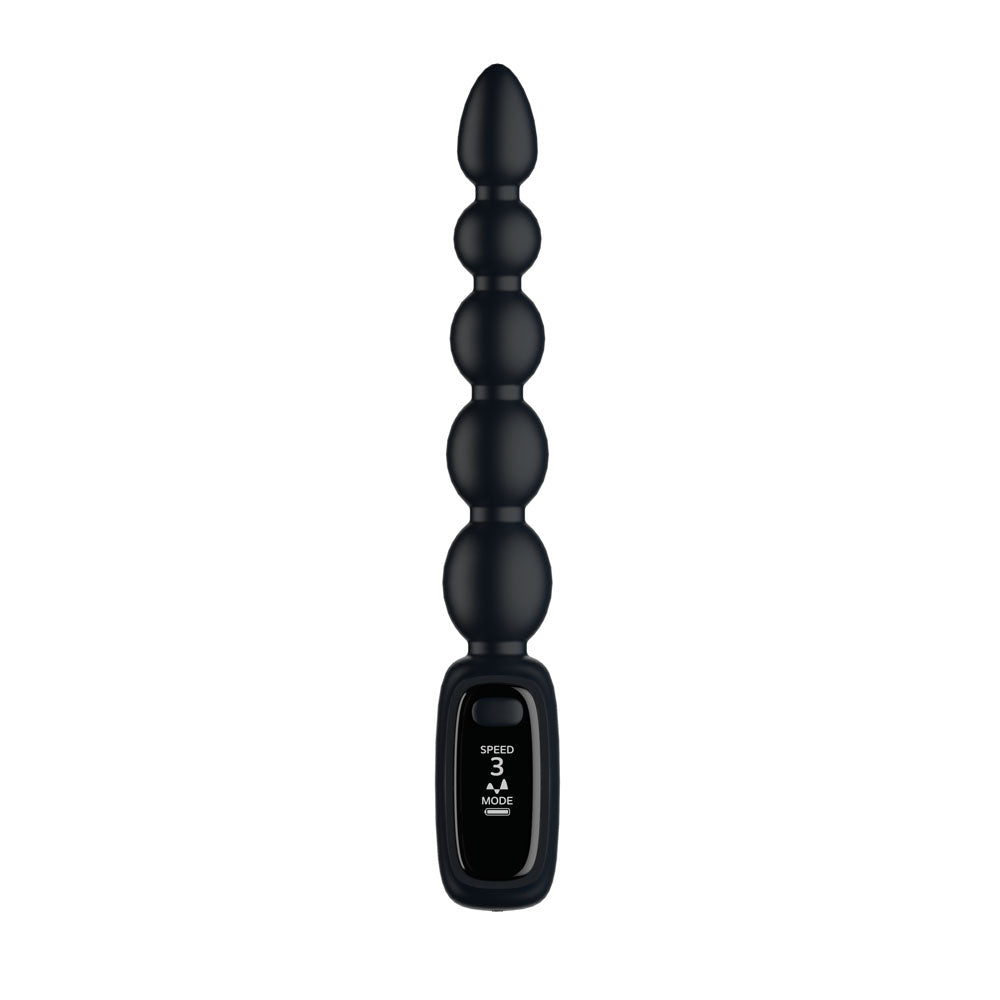 Passion Play Vibrating Anal Beads with LED Screen - Black 23 cm USB Rechargeable Vibrating Anal Beads