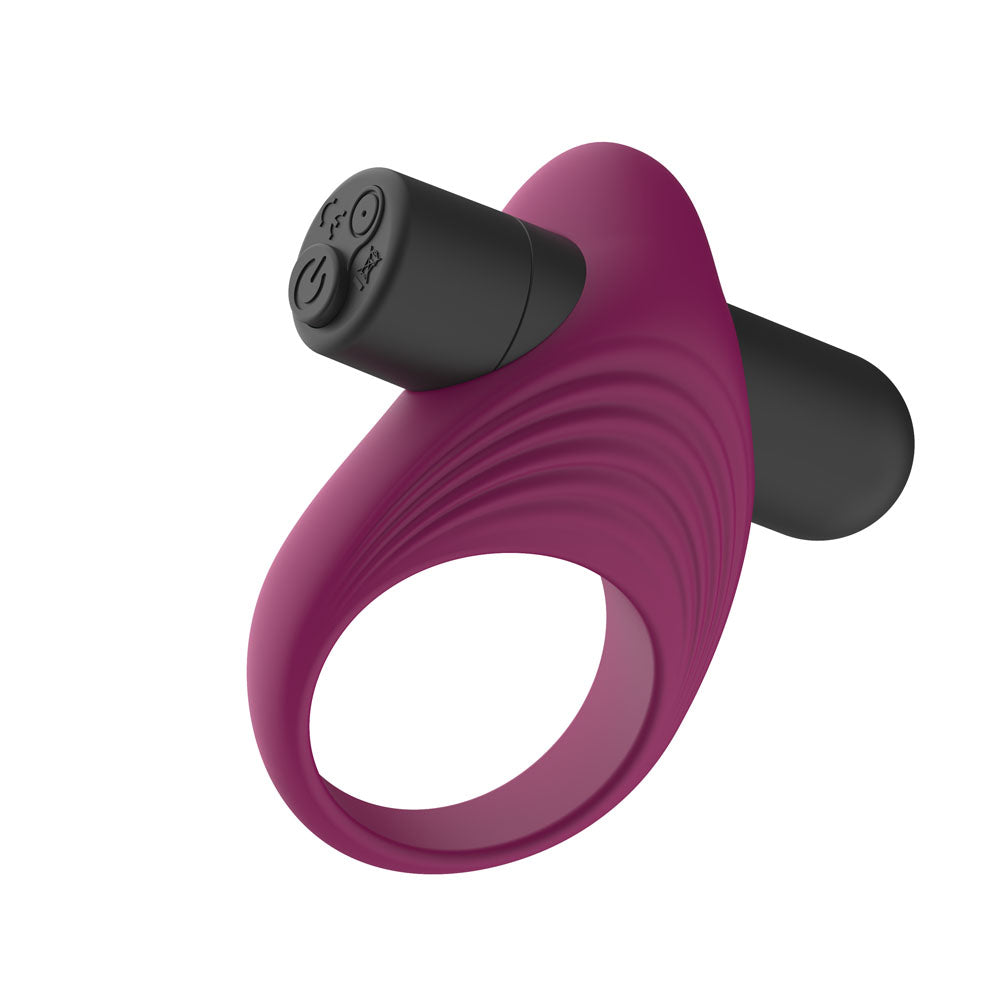Passion Play Silicone Vibrating Cockring - Purple USB Rechargeable Vibrating Penis Ring
