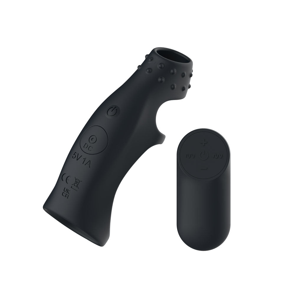 Passion Play Vibrating Cockring Sleeve - Black USB Rechargeable Vibrating Penis Sleeve with Wireless Remote